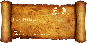 Eck Miksa névjegykártya